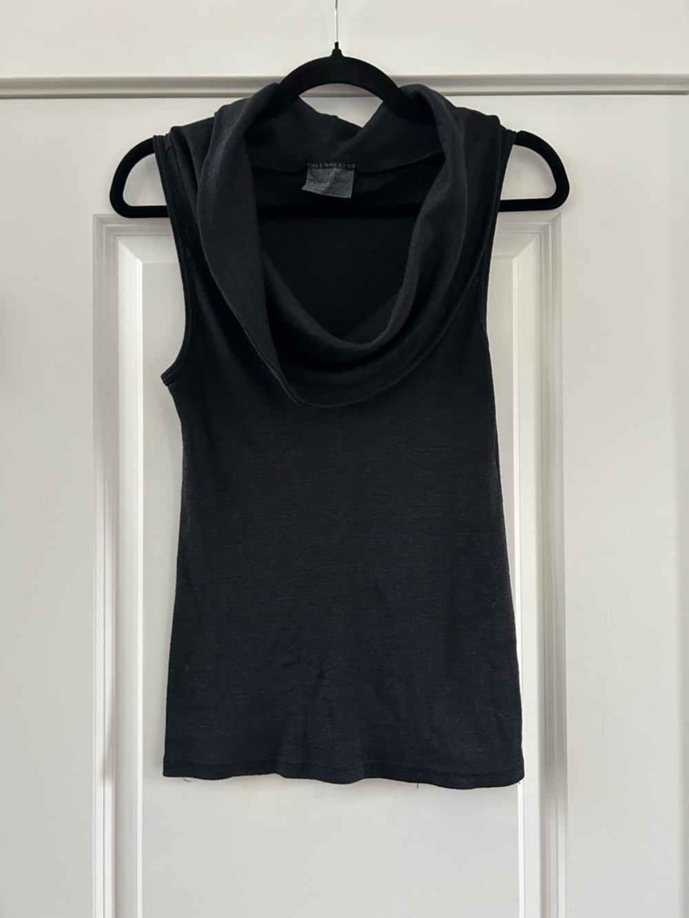Michael Stars Black Cowl Neck Sleeveless Top One Size Soft Stretch Knit Tank - Picture 2 of 6